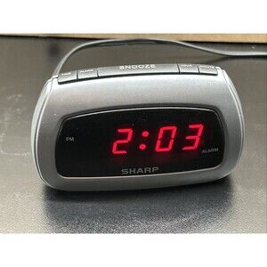 Sharp SPC085 Small Digital Alarm Clock w Battery Backup and Snooze Button